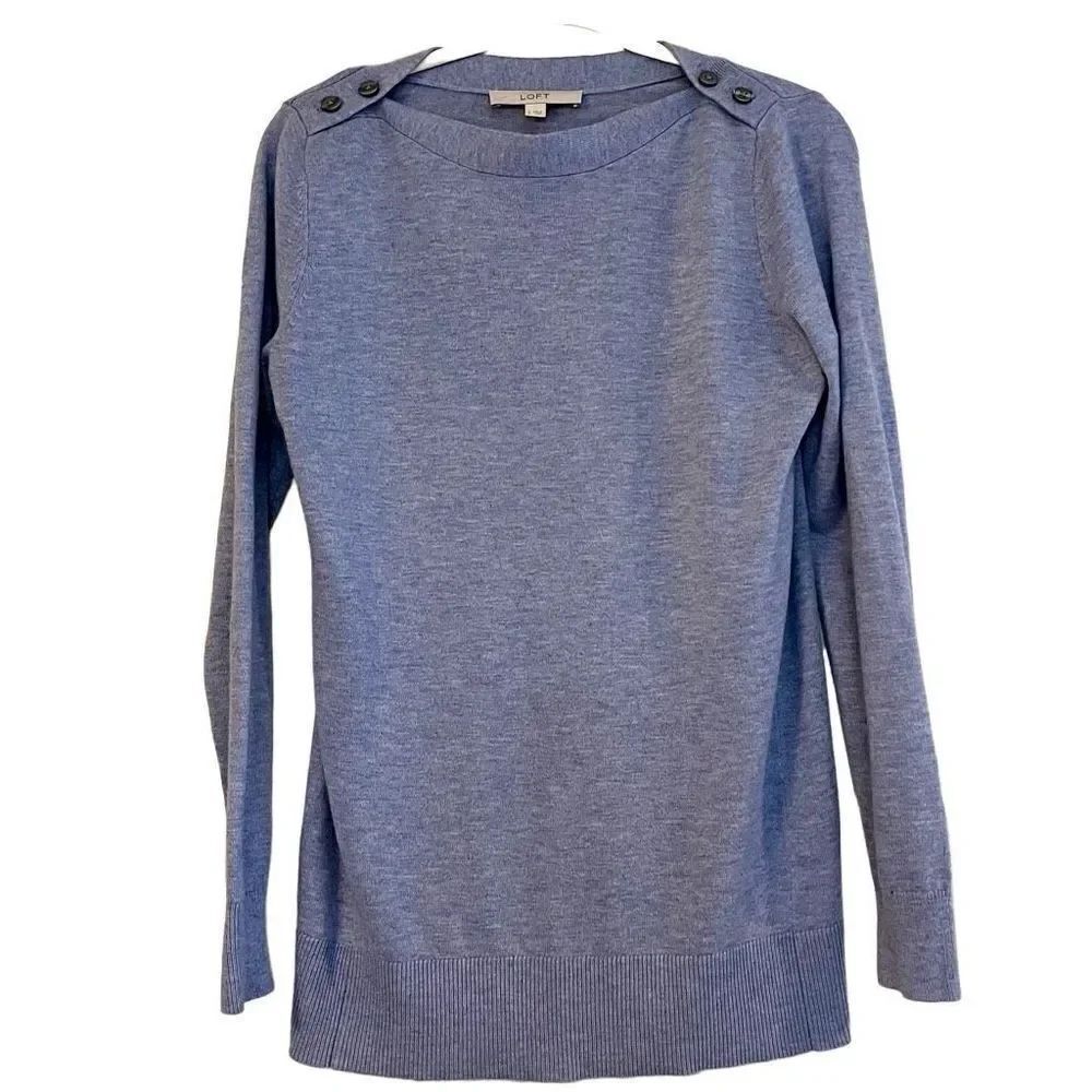 LOFT Pullover Sweater Tunic with Buttons on Shoulder Small